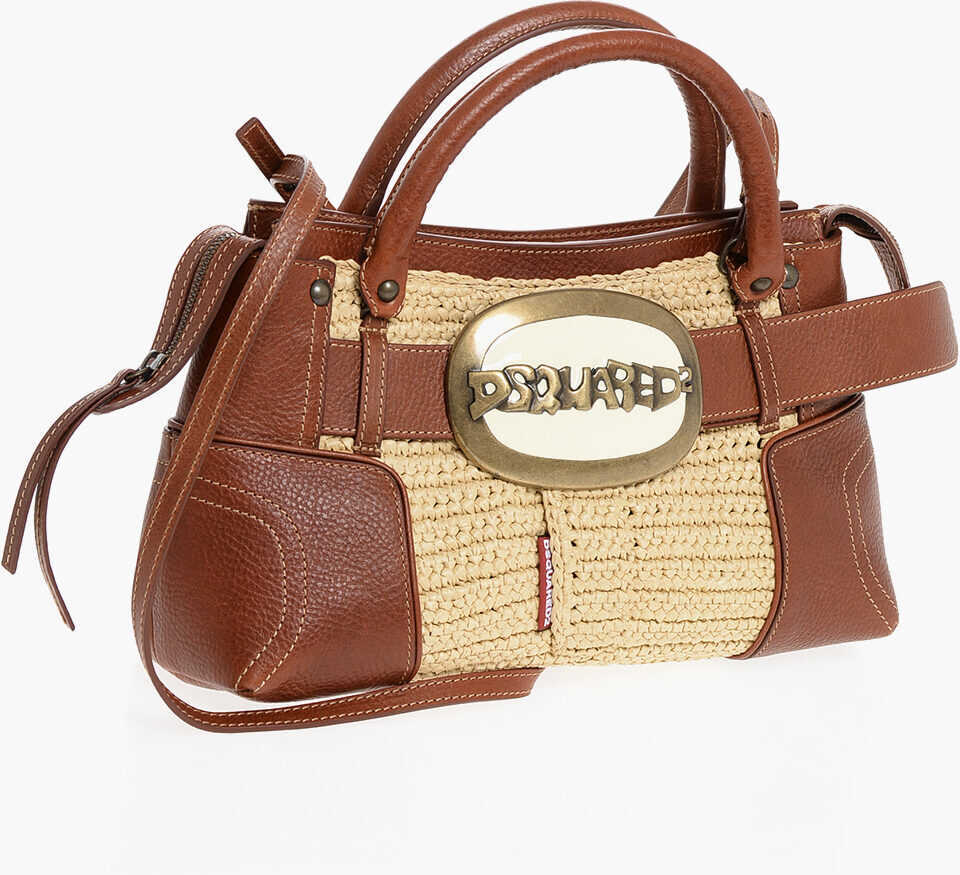 Genti de mana DSQUARED2 Leather Handbag With Logoed Buckle Brown Femei (BM 18577753) 3