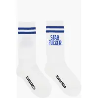 Sosete DSQUARED2 Ribbed Star Fucker Mid-Crew Socks With Contrasting Details