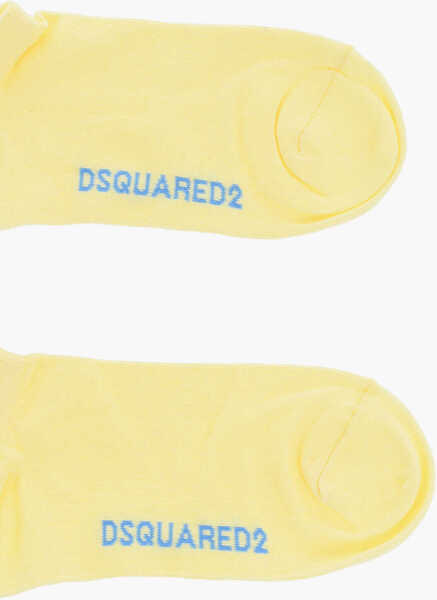 Sosete DSQUARED2 Solid Color No Show Socks With Contrasting Logo Yellow Barbati (BM 18577768) 2