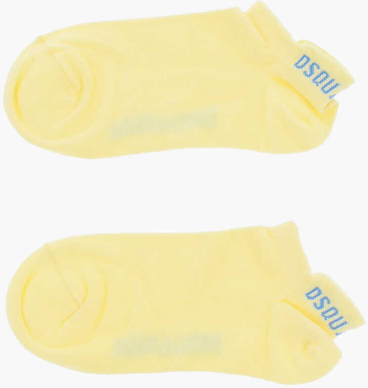 Sosete DSQUARED2 Solid Color No Show Socks With Contrasting Logo Yellow Barbati (BM 18577768) 3