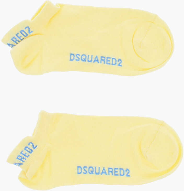 Sosete DSQUARED2 Solid Color No Show Socks With Contrasting Logo Yellow Barbati (BM 18577768) 1