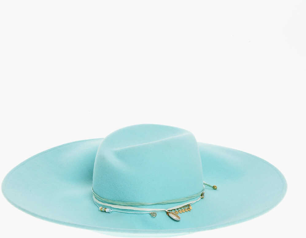 Caciuli Maison Michel Solid Color Felt Big Virginie Hat Embellished With Charms An Light Blue Femei (BM 18577771) 1