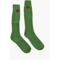 Sosete Solid Color Wool Blend Socks With Contrasting Patch Barbati