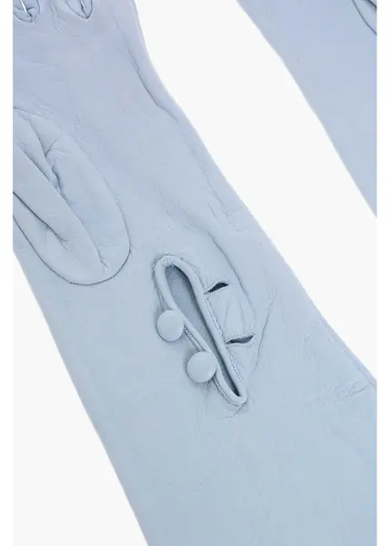 Manusi DSQUARED2 Solid Color Leather Opera Gloves Light Blue Femei (BM 18577777) 3