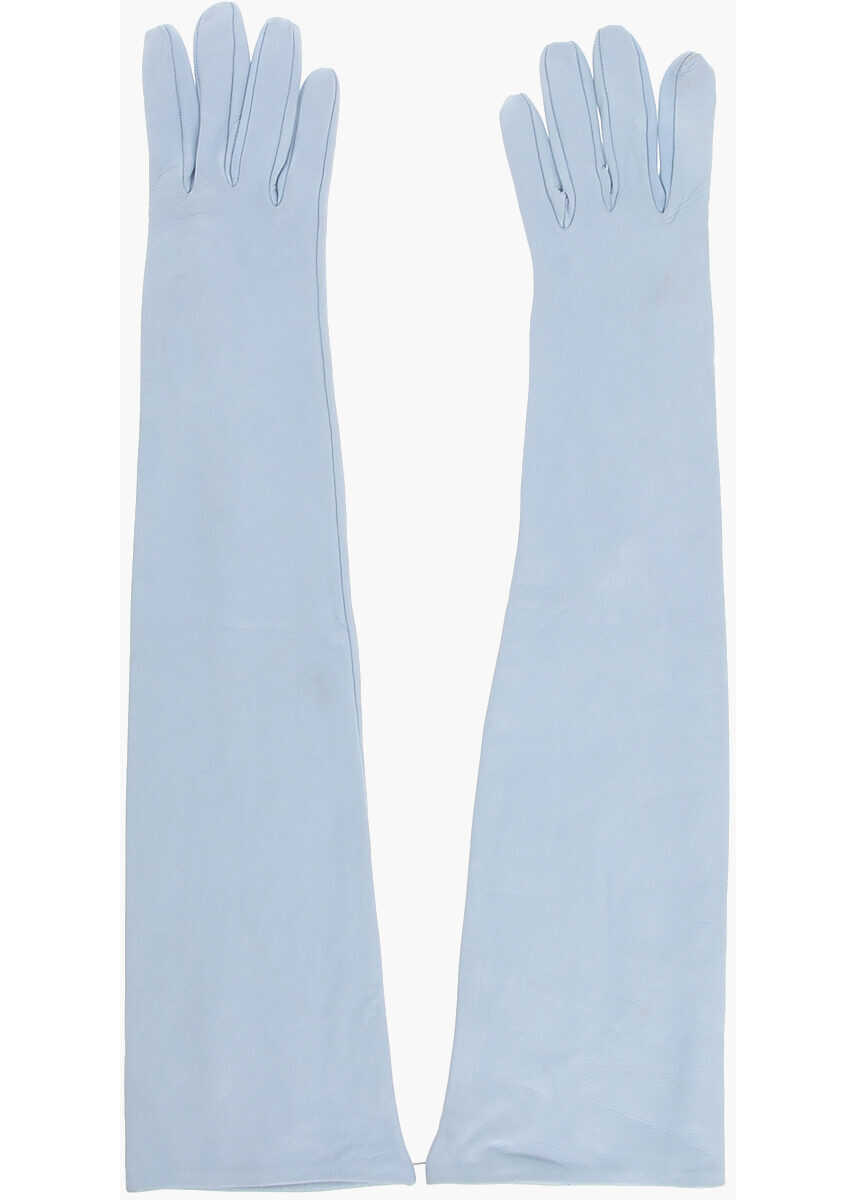Manusi DSQUARED2 Solid Color Leather Opera Gloves Light Blue Femei (BM 18577777) 1