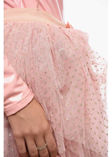 Fuste lungi Elisabetta Franchi Tulle Flounced Maxi Skirt With Polka Dot Pattern Pink Femei (BM 18577813) 3