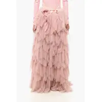 Fuste lungi Tulle Flounced Maxi Skirt With Polka Dot Pattern Femei