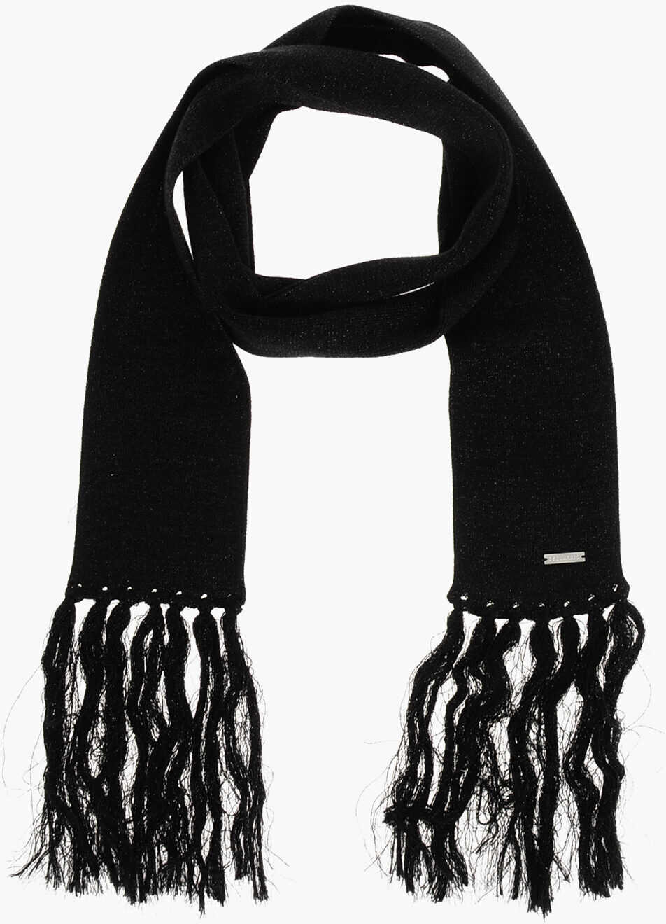Esarfe DSQUARED2 Solid Color Lurex Slim Scarf With Fringes Black Femei (BM 18577819) 1