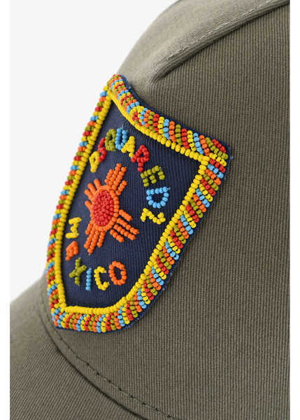 Caciuli DSQUARED2 Vintage Effect Cotton Cap With Beads Logo Green Femei (BM 18577843) 2