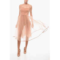 Rochii lungi Strapless Lurex Tulle Midi Dress Femei