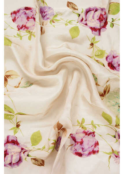 Esarfe DSQUARED2 Floral-Motif Foulard With Logo Beige Femei (BM 18577855) 2