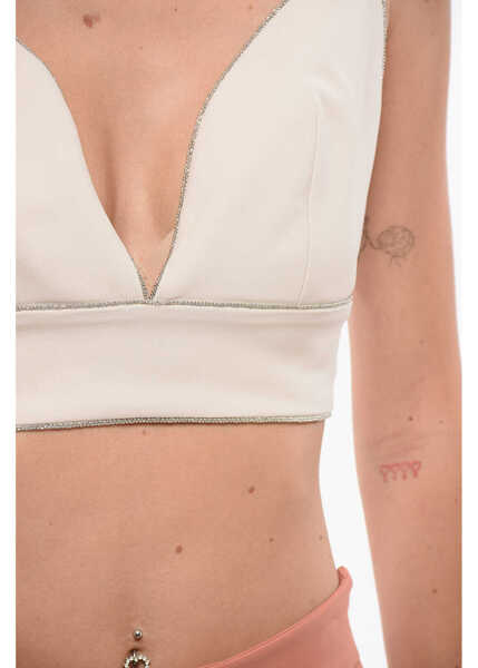 Bluze Elisabetta Franchi Triangle Top With Jeweled Straps Pink Femei (BM 18577933) 3