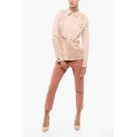 Imbracaminte Dama pagina 402 - Camasi casual Elisabetta Franchi Cotton Blend Tuxedo Shirt With Ruffle Detail Pink Femei (BM 18577936) - B-mall.ro