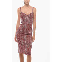 Imbracaminte Dama pagina 402 - Rochii lungi Elisabetta Franchi Animal Patterned Midi Sheath Dress With Back Split Pink Femei (BM 18577939) - B-mall.ro