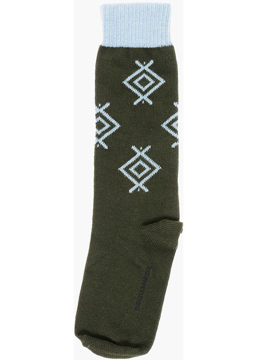 Sosete DSQUARED2 Cotton Long Socks With Contrasting Details Light Blue Barbati (BM 18577945) 3