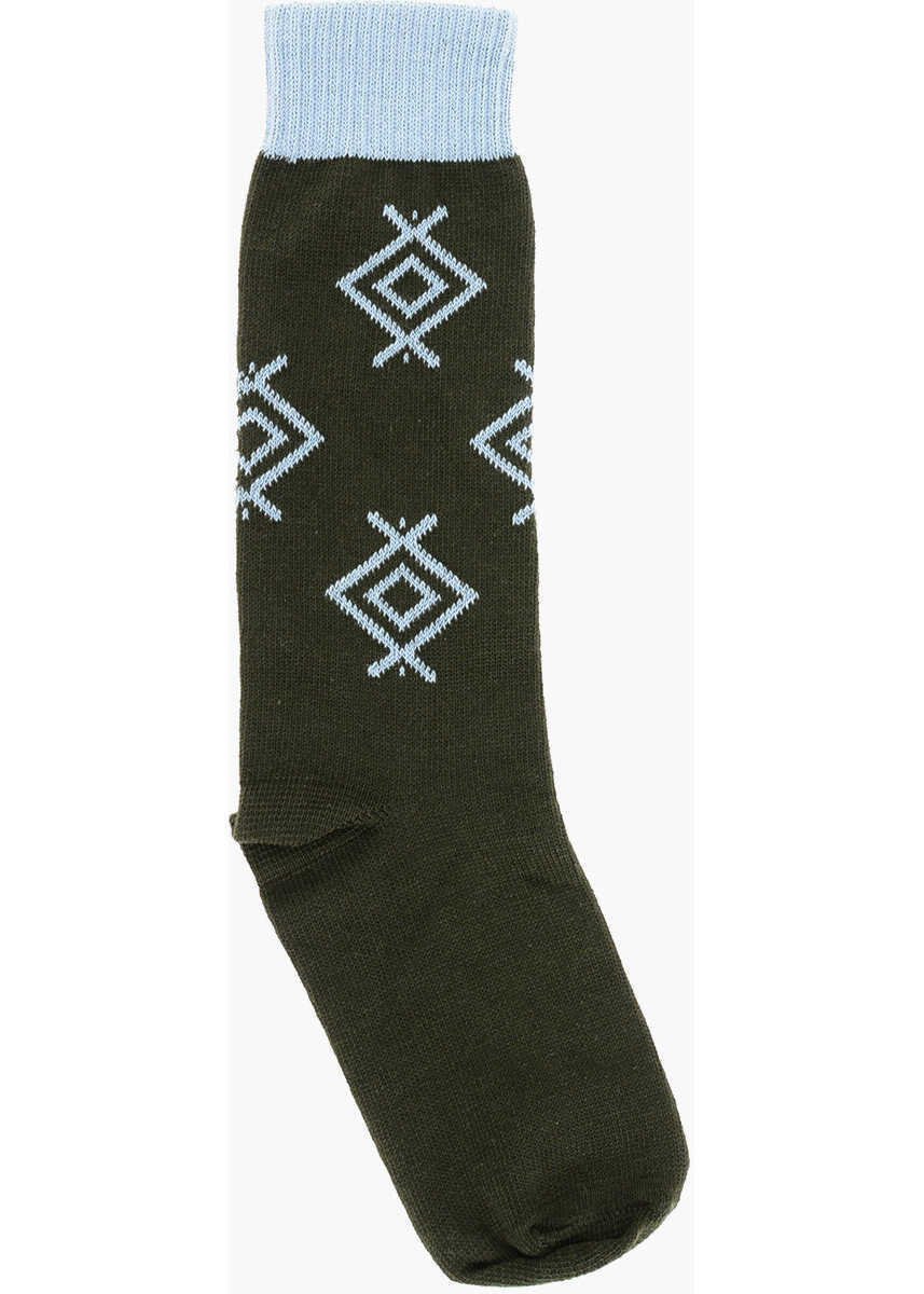 Sosete DSQUARED2 Cotton Long Socks With Contrasting Details Light Blue Barbati (BM 18577945) 1