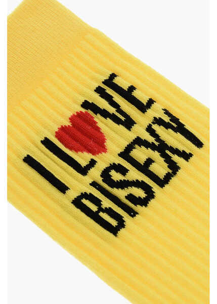 Sosete DSQUARED2 Cotton Blend Long Socks With Embroidery Yellow Barbati (BM 18577948) 2