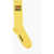 DSQUARED2 Cotton Blend Long Socks With Embroidery Yellow