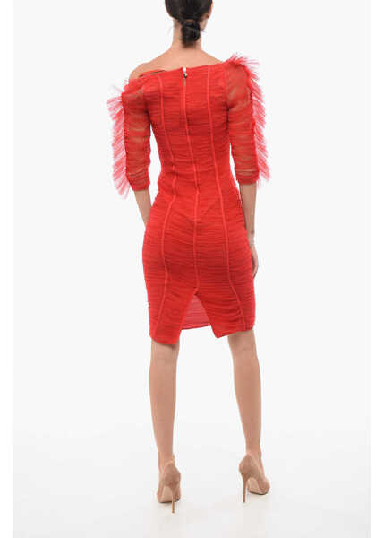 Rochii lungi Elisabetta Franchi Tulle Draped Dress Red Femei (BM 18577960) 2