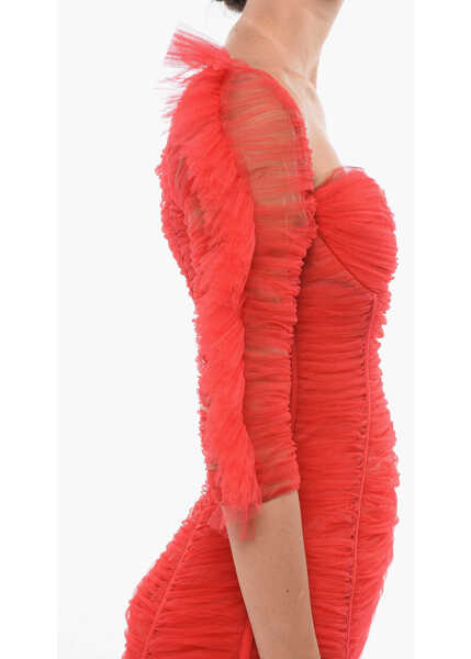 Rochii lungi Elisabetta Franchi Tulle Draped Dress Red Femei (BM 18577960) 3