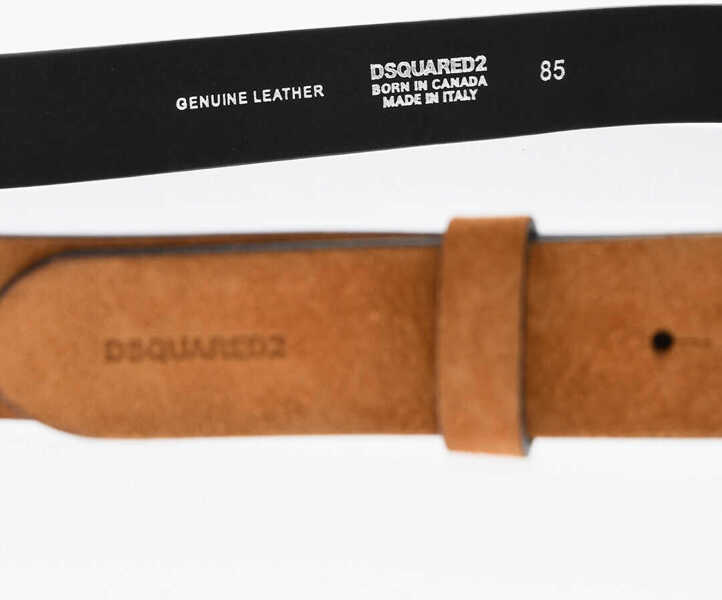 Curele DSQUARED2 Solid Color Suede Belt With Metal Buckle 30Mm Brown Femei (BM 18577963) 3