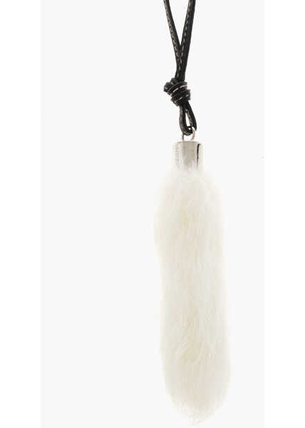 Coliere DSQUARED2 Leather Glamping Necklace With Fur Pendant White Barbati (BM 18577975) 2