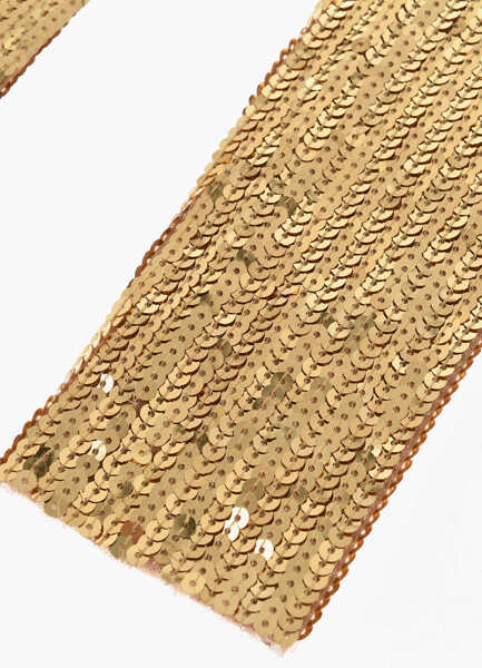 Manusi DSQUARED2 Solid Color Sequined Muffs Gold Femei (BM 18577987) 2