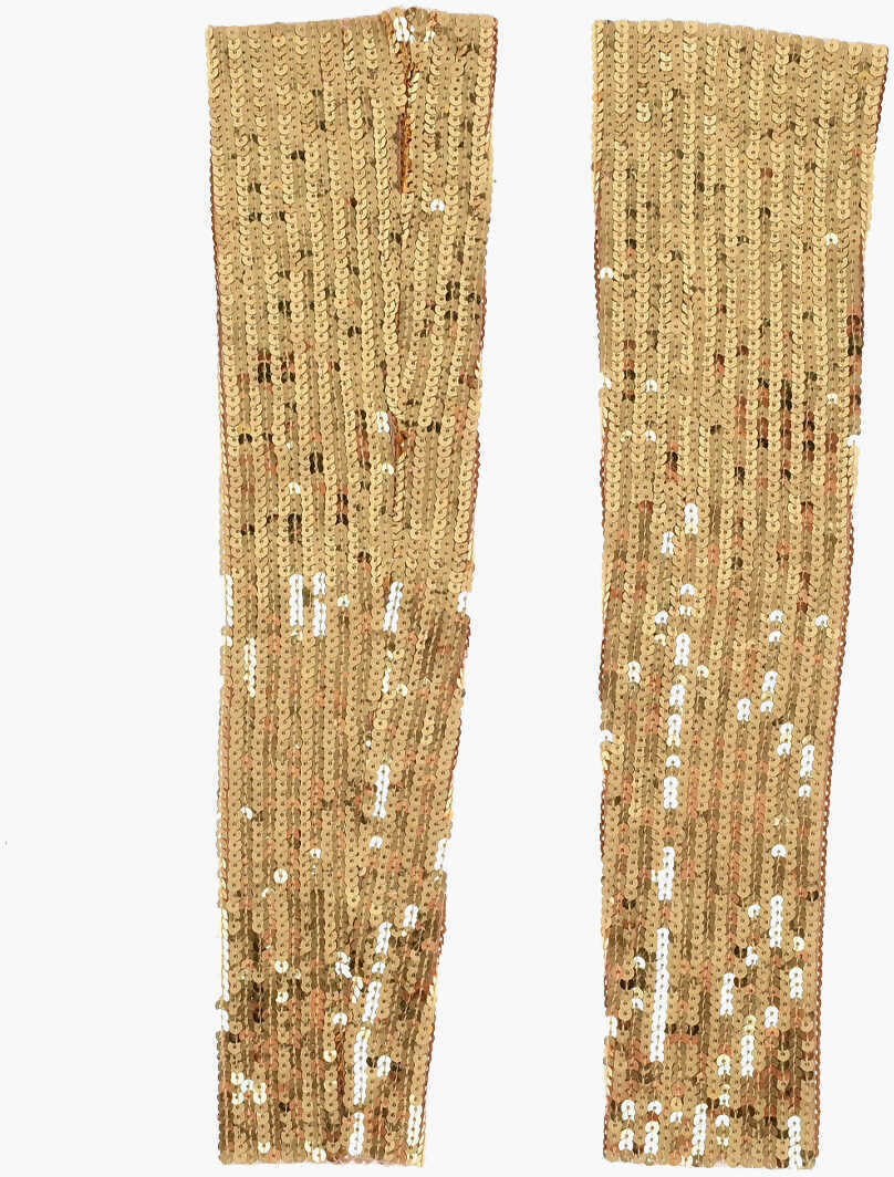 Manusi DSQUARED2 Solid Color Sequined Muffs Gold Femei (BM 18577987) 1