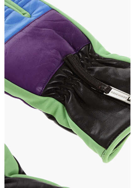 Manusi DSQUARED2 Color Block Leather Glovers With Half Zip Multicolor Barbati (BM 18577999) 2