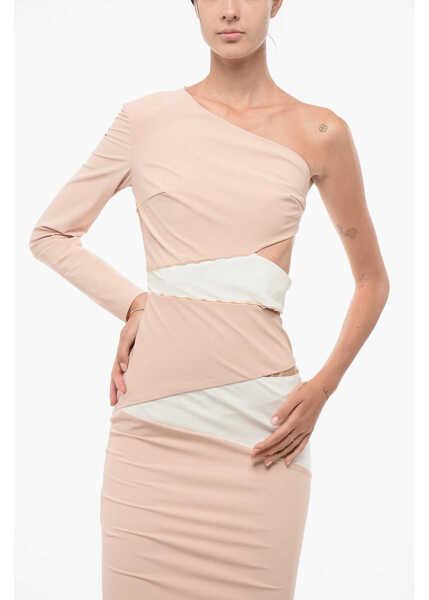 Rochii lungi Elisabetta Franchi One-Shoulder Sheath Dress With Cut-Outs Pink Femei (BM 18578008) 4