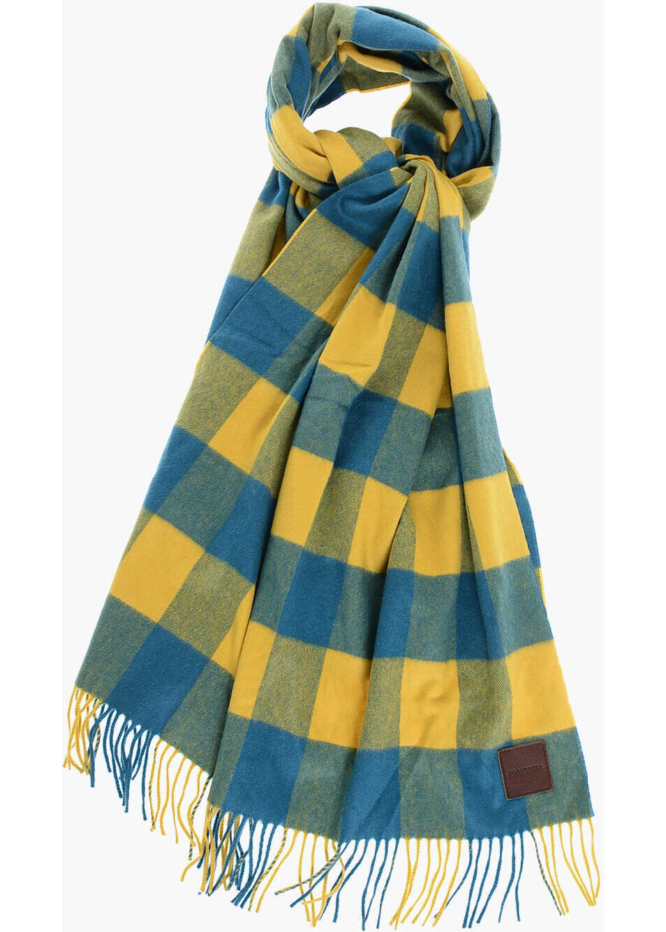 Esarfe DSQUARED2 Two-Tone Cashmere Scarf With Fringes Blue Barbati (BM 18578011) 2