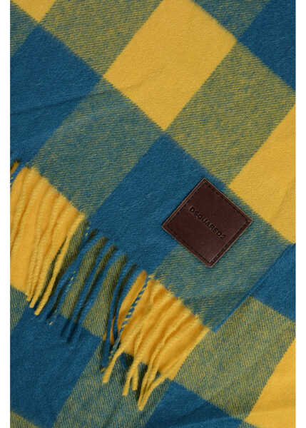 Esarfe DSQUARED2 Two-Tone Cashmere Scarf With Fringes Blue Barbati (BM 18578011) 3