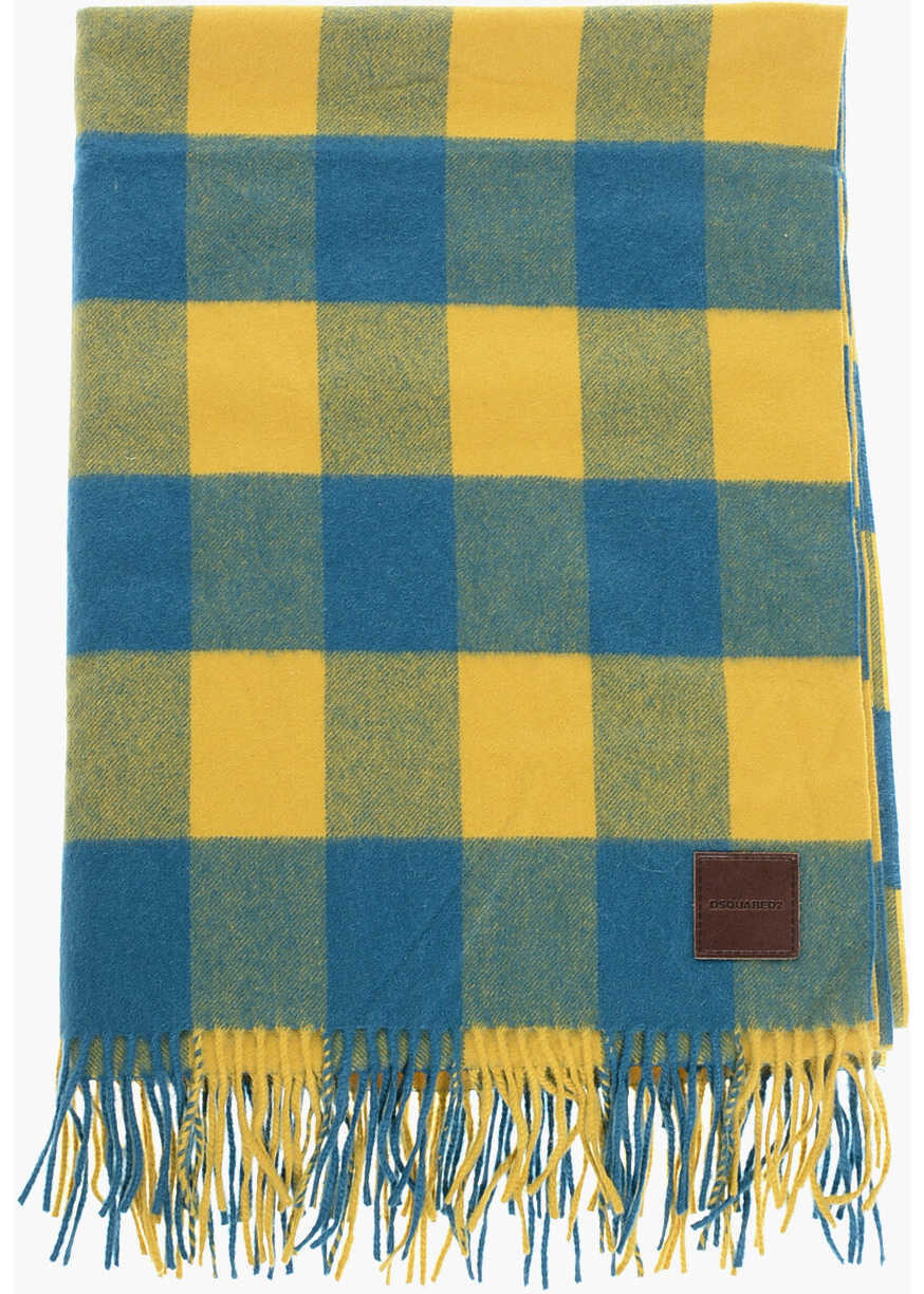 Esarfe DSQUARED2 Two-Tone Cashmere Scarf With Fringes Blue Barbati (BM 18578011) 1