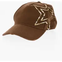 Caciuli Cotton Gabardine Cap With Sequin Femei