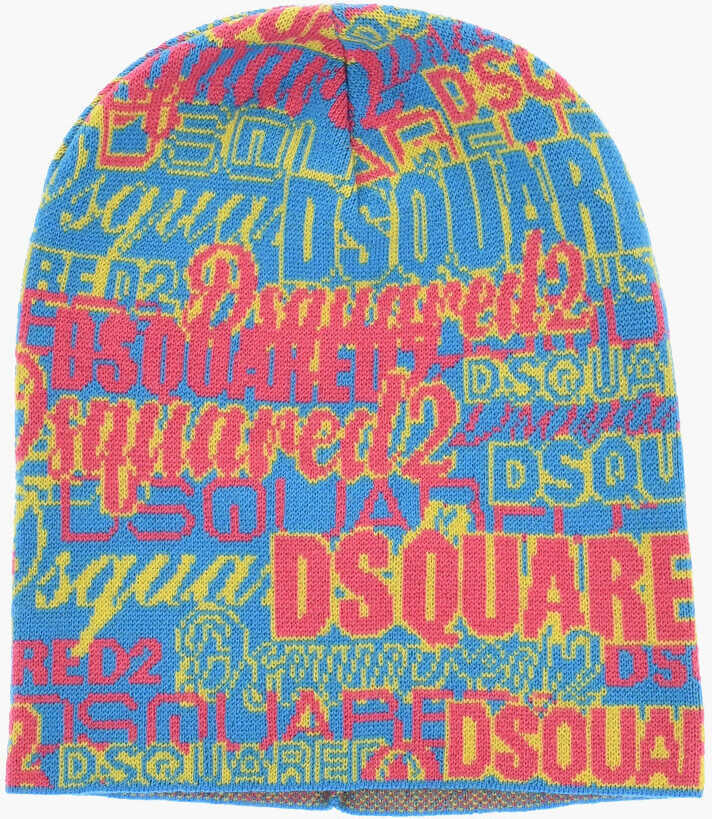 Caciuli DSQUARED2 All-Over Logo Wool Beanie Multicolor Barbati (BM 18578035) 1