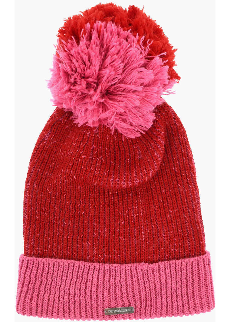 Caciuli DSQUARED2 Two Tone Wool Blend Beanie Pink Baieti (BM 18578041) 1