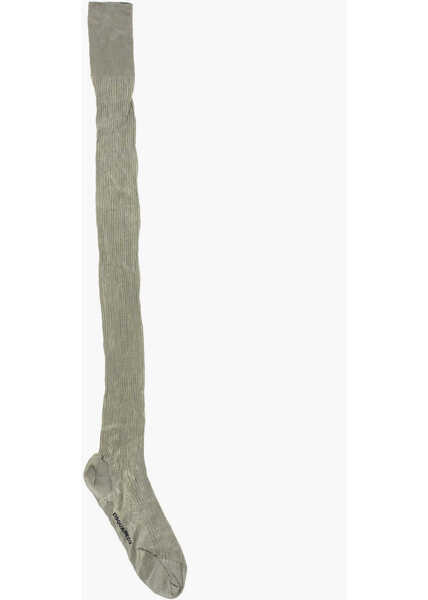 Sosete DSQUARED2 Solid Color Ribbed Long Socks Green Barbati (BM 18578044) 1