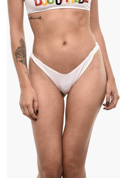 Bikini DSQUARED2 Solid Color Bikini Bottom With Printed Logo White Femei (BM 18578047) 1