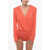 Elisabetta Franchi Draped Bodysuit With Deep Neckline Orange
