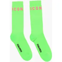Sosete DSQUARED2 Icon Fluorescent Ribbed Mid-Crew Socks