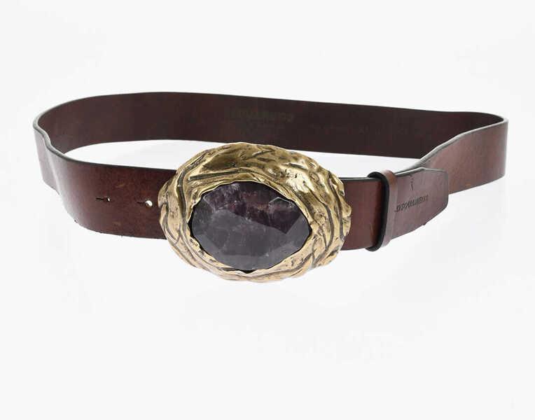 Curele DSQUARED2 Leather Belt With Maxi Stone On Buckle 40Mm Brown Femei (BM 18578128) 2