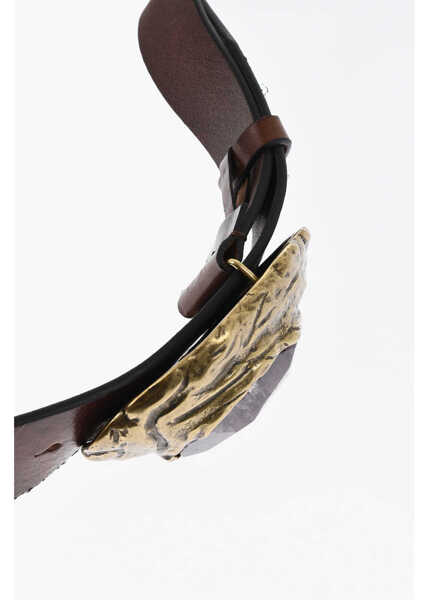 Curele DSQUARED2 Leather Belt With Maxi Stone On Buckle 40Mm Brown Femei (BM 18578128) 3