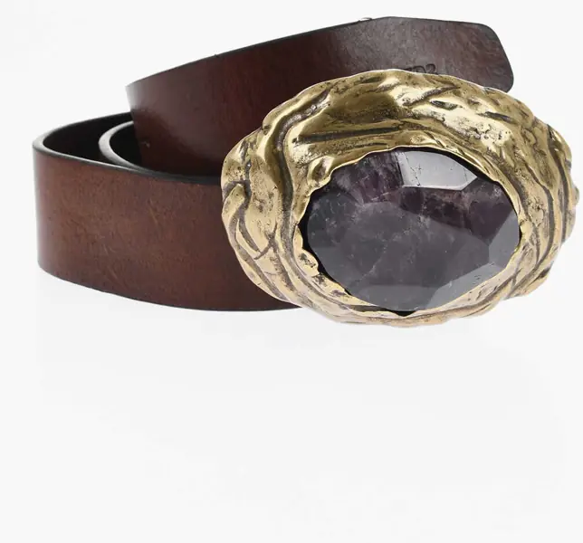 Curele DSQUARED2 Leather Belt With Maxi Stone On Buckle 40Mm Brown Femei (BM 18578128) 1