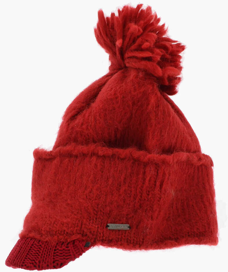 Caciuli DSQUARED2 Wool-Blend Beanie With Visor Red Femei (BM 18578131) 3