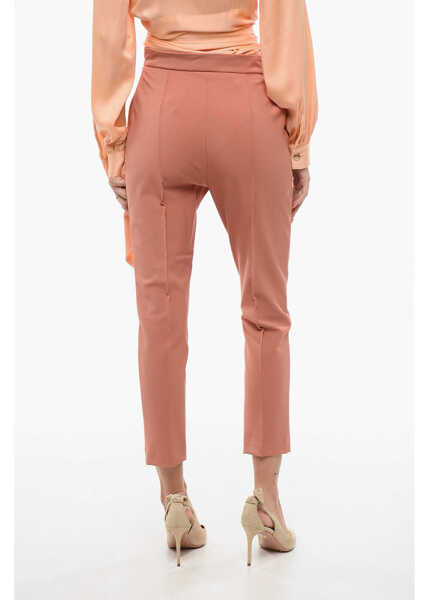 Pantaloni casual Elisabetta Franchi 4 Settentials Cigarette Pants With Pleats Pink Femei (BM 18578155) 2