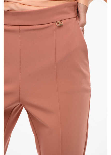 Pantaloni casual Elisabetta Franchi 4 Settentials Cigarette Pants With Pleats Pink Femei (BM 18578155) 3