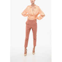 Imbracaminte Dama pagina 402 - Pantaloni casual Elisabetta Franchi 4 Settentials Cigarette Pants With Pleats Pink Femei (BM 18578155) - B-mall.ro