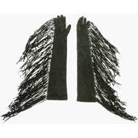 Manusi Suede Warm Gloves With Fringes Femei