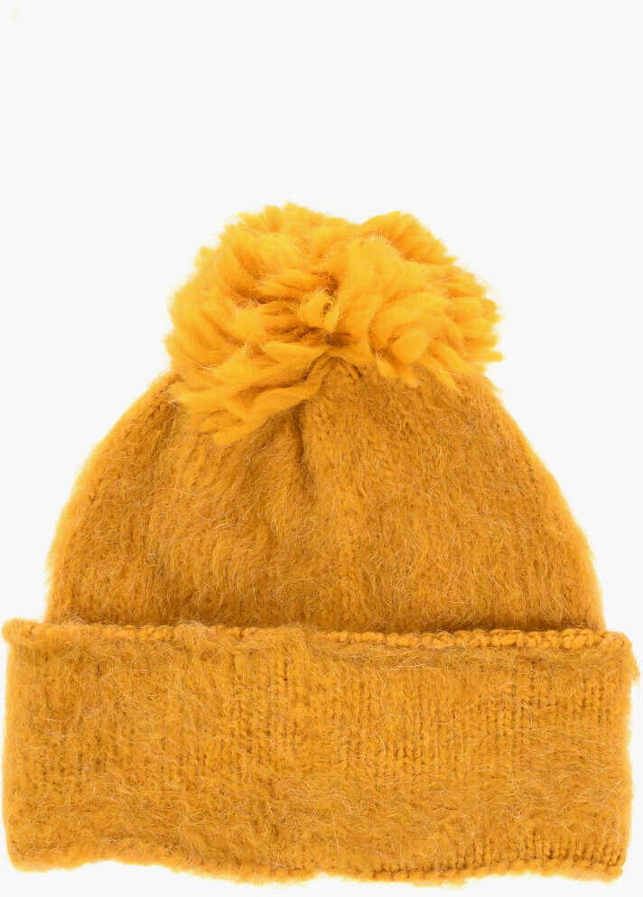Caciuli DSQUARED2 Wool Blend Beanie With Visor Yellow Femei (BM 18578167) 2