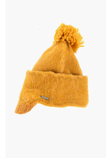 Caciuli DSQUARED2 Wool Blend Beanie With Visor Yellow Femei (BM 18578167) 3
